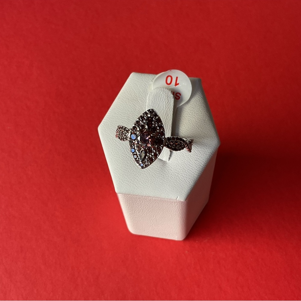 Bomb Party RBP3959 “Instant Connection” Cubic Zirconia on Rhodium Sz 10 Ring NWT